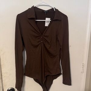 Ambiance Brown Long Sleeve Bodysuit